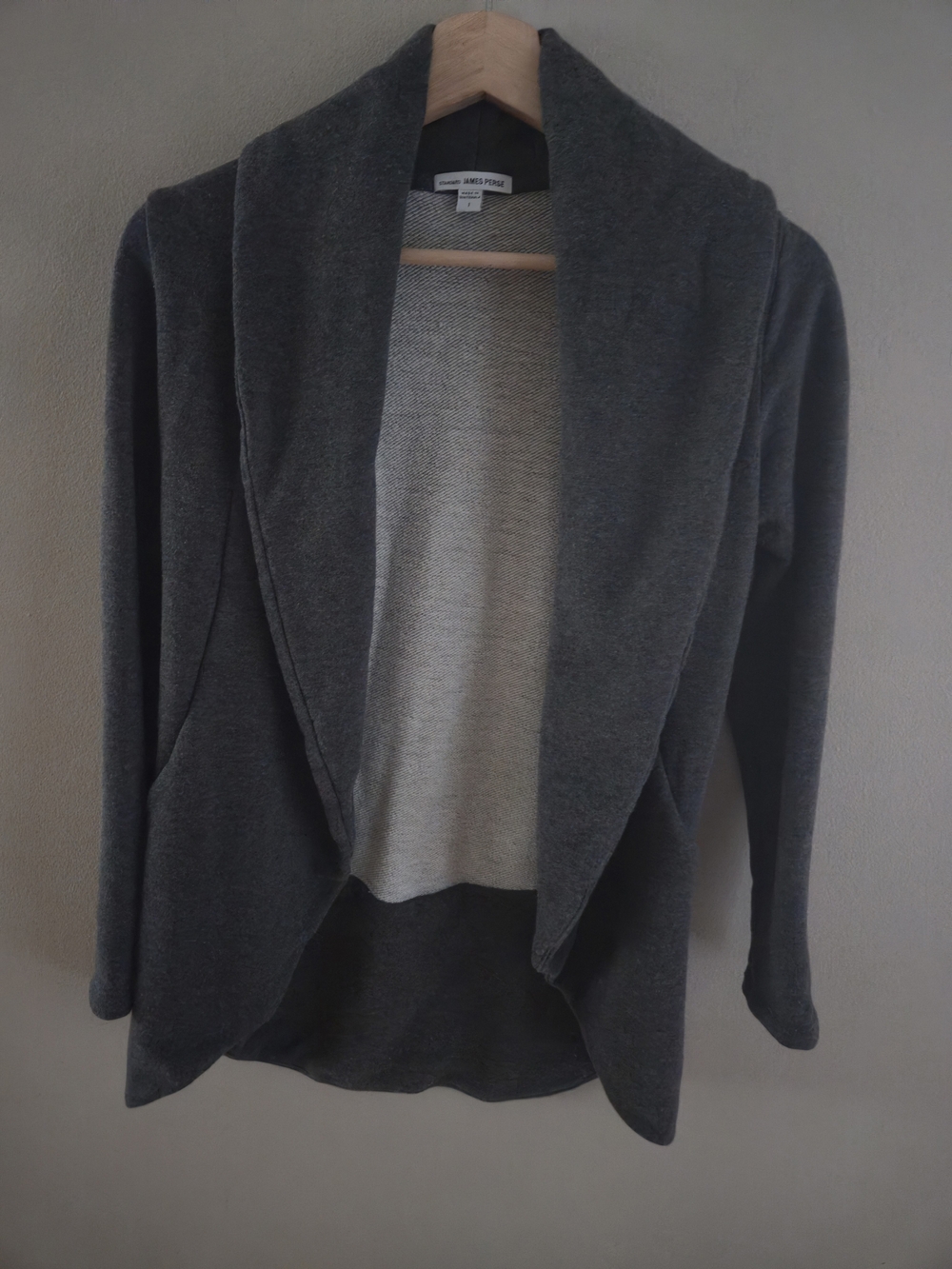 Standard James Perse Gray 100% Cotton French Terry Open Cardigan